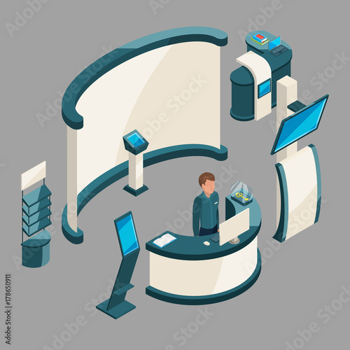 Reception or demonstration stand on exposition