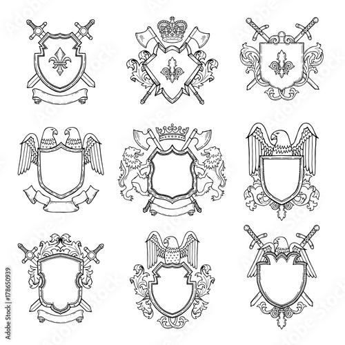 Template of heraldic emblems for different design project