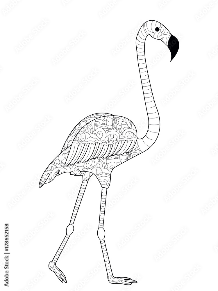 Naklejka premium Flamingos coloring raster for adults