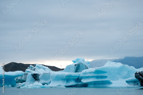 Jokulsarlon glacial lake in Iceland. close up