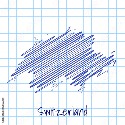 Map of Switzerland  blue sketch abstract background