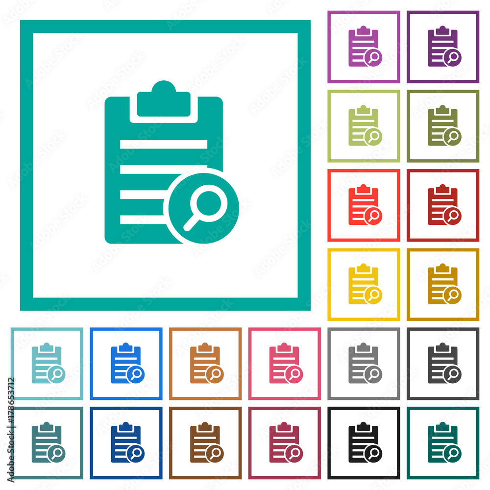 Find note flat color icons with quadrant frames Find note flat color icons with quadrant frames