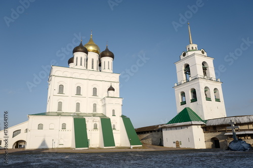 Trinity Cathedral (1682-1699). Pskov Krom (the Kremlin) built the end of the XI century - the beginning of the XII century. Russia.
