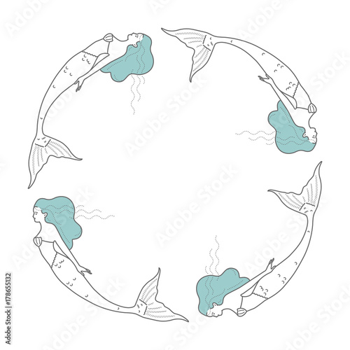 Mermaids ine art illustration.