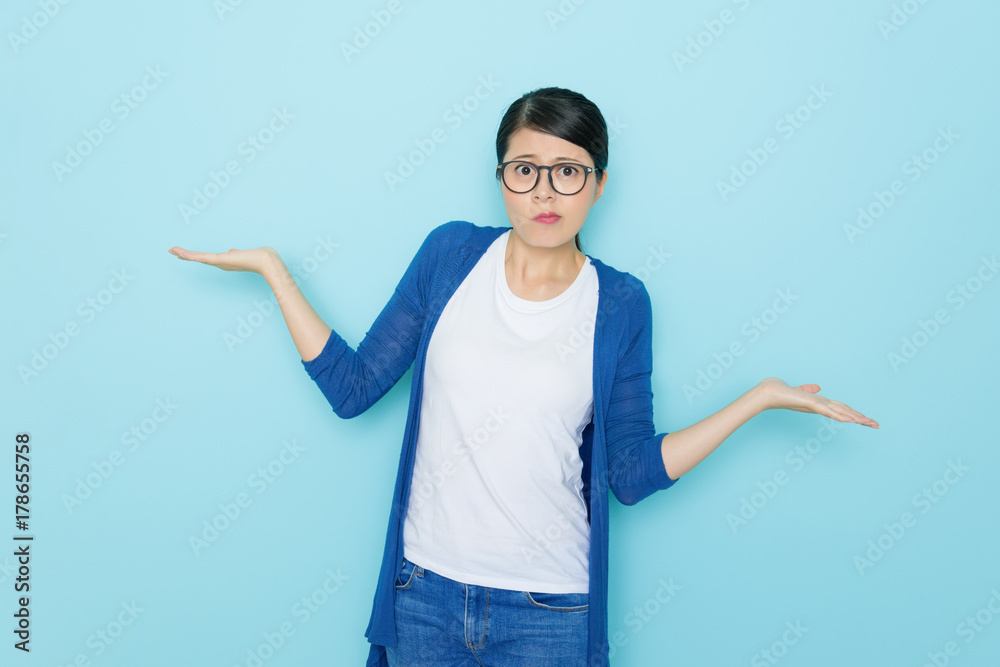 unhappy young woman showing choosing posing unhappy young woman showing choosing posing