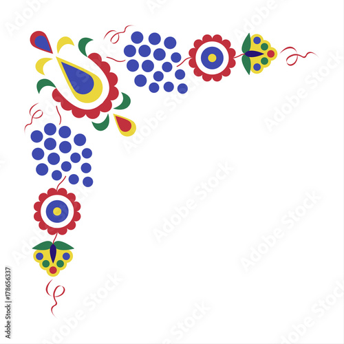 Traditional folk ornament, the Moravian ornament, floral embroidery symbol isolated on white background, vector illustration