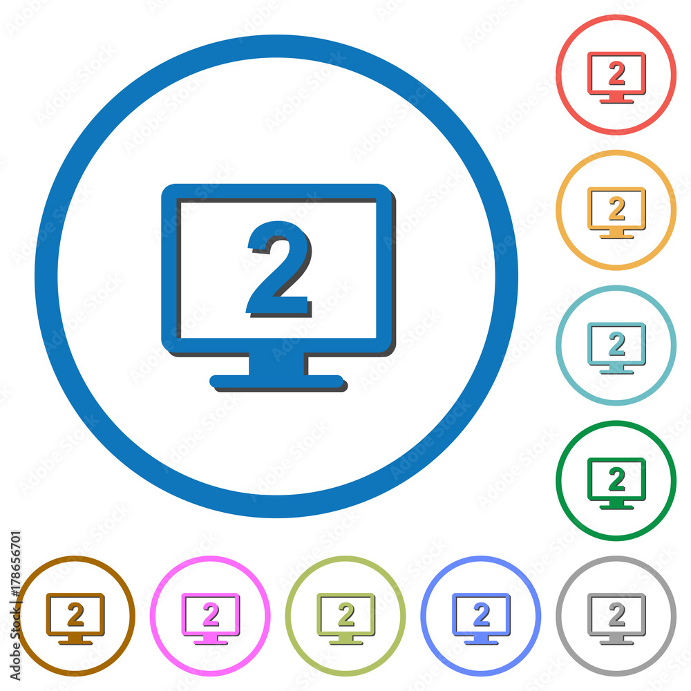 Secondary display icons with shadows and outlines Secondary display icons with shadows and outlines