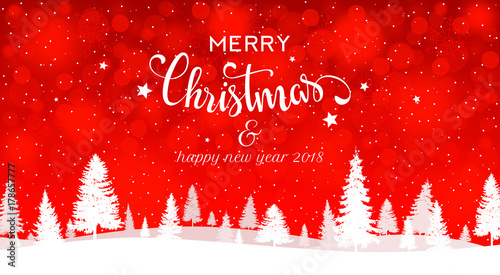 Christmas card 2018 with winter landscape