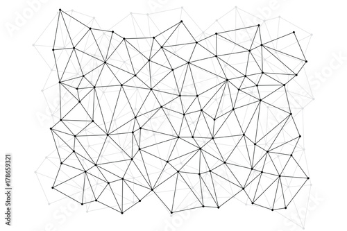 Neural networks conception. Technology concept slide for business presentation from black points of connection lines on white background. IT-development conception