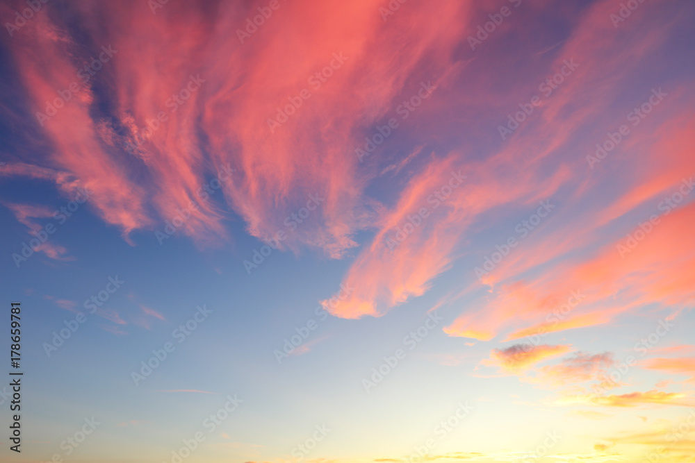 Sky only with red - orange clouds