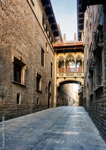 Fototapeta Naklejka Na Ścianę i Meble -  Barcelona - Barri Gothic street, nobody