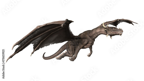 3D Rendering Fantasy Dragon on White