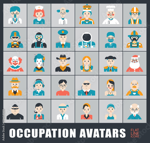 Set of avatar icons. Collection of avatar icons related to professional occupation.