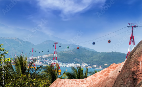 Transportation cable Vinpearl Park  Nha Trang  Vietnam.