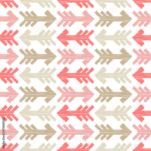 Ethnic boho seamless pattern. Arrows scribble texture. Retro motif. Textile rapport.