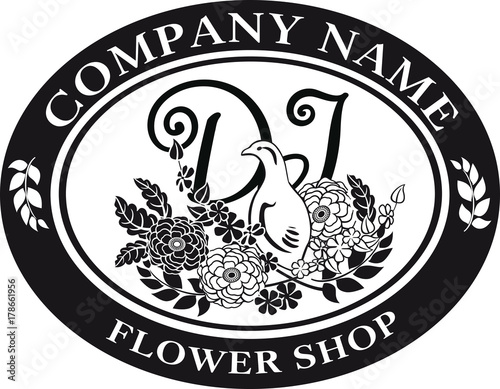 black and white for logo design bird and flower