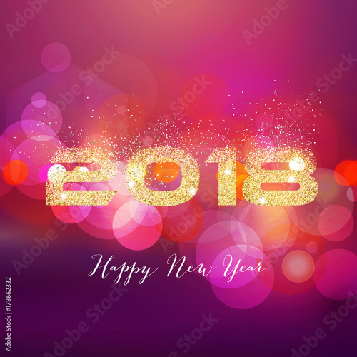 2018 Happy New Year Background, texture, gold, glitter