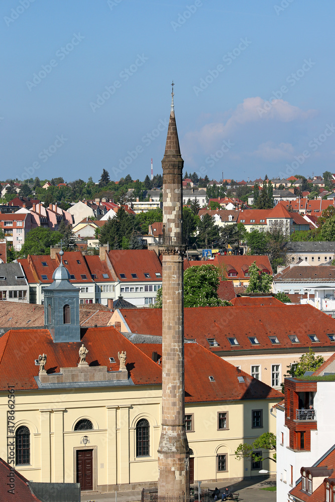 famous minaret landmark Eger cityscape