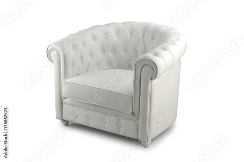 armchair in white faux leather