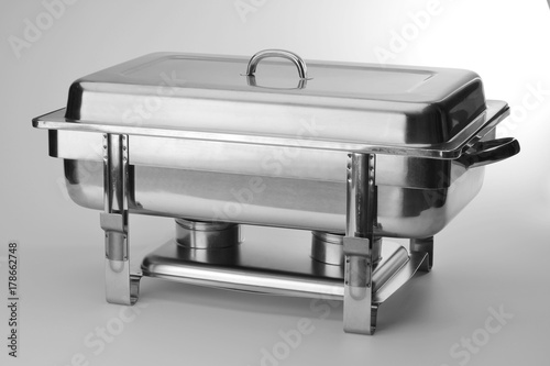 Photography square food warmer in polished steel