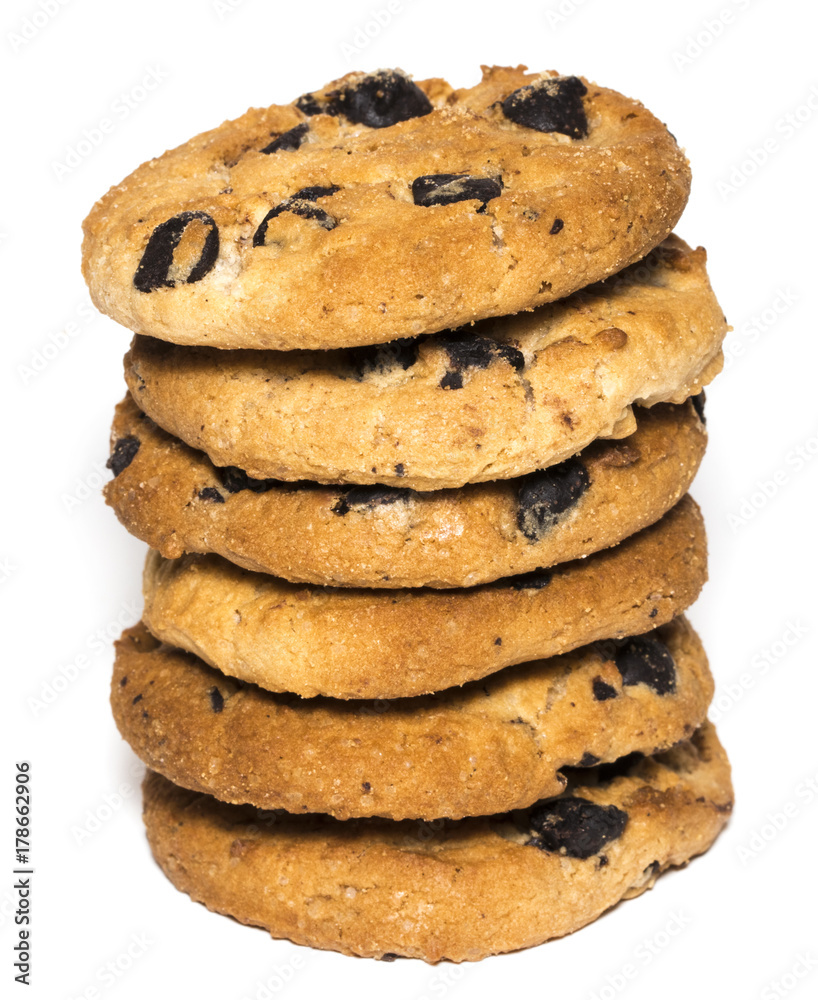 Chocolate chip cookie isolated on white background Chocolate chip cookie isolated on white background