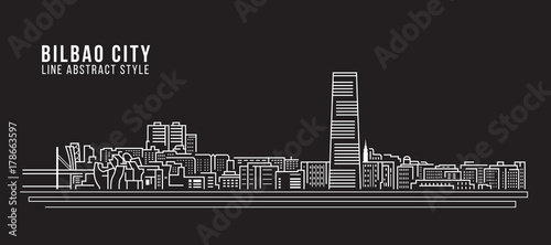 Cityscape Building Line art Vector Illustration design - Bilbao city