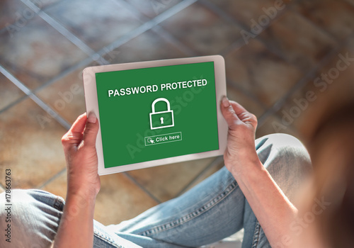 Password protected concept on a tablet