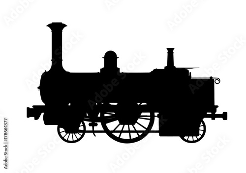 silhouette of a steam locomotive on white background vector