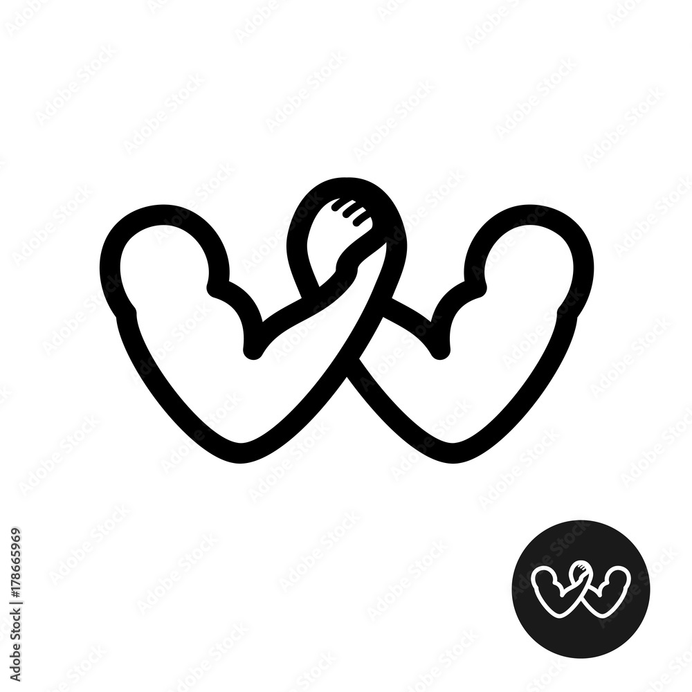 Arm wrestling logo. Letter W sign. Arm wrestling logo. Letter W sign.
