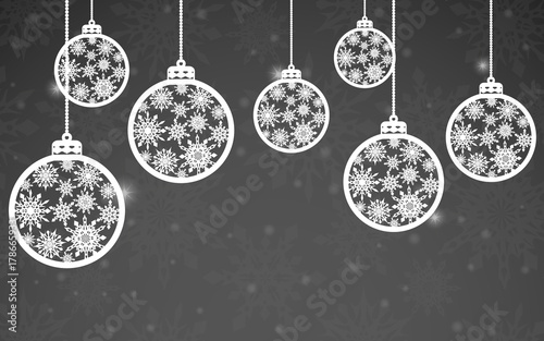 Holiday background with christmas balls. Merry Christmas and Happy New Year. Vector illustration.