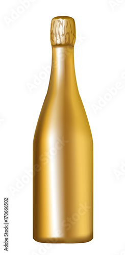 Golden champagne bottle