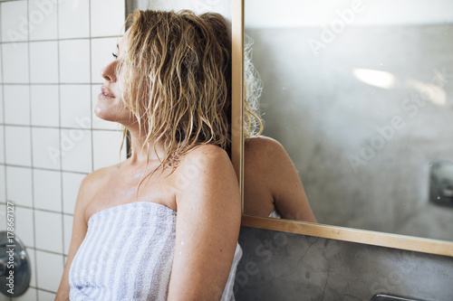Portrait of Sexy Woman in Bathroom