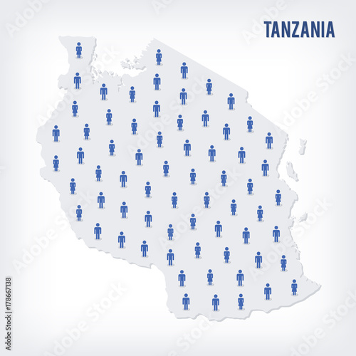 Vector people map of Tanzania. The concept of population. photo