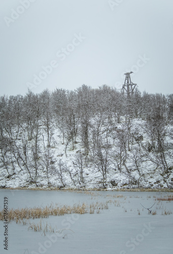 Wallpaper Mural A snowy landscape with an old copper mine in central Norway. Cristianus Sextus mine area in first snow. Historic landscape. Torontodigital.ca