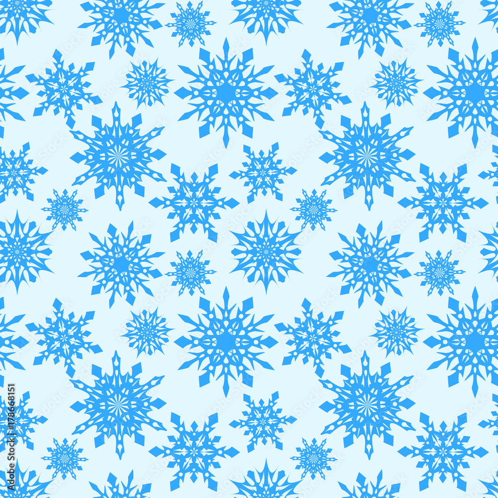 Seamless pattern of snowflakes. Christmas vector background.