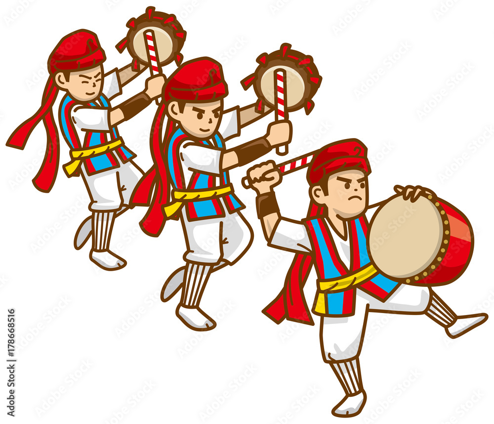 エイサー　大太鼓　締太鼓　イメージイラスト