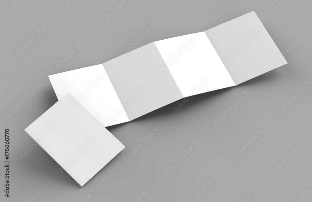 Accordion fold brochure, eight pages four panel leaflet, concertina