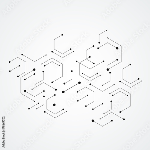 Hexagons genetic, science vector connection, chemical carcass and social network. Vector concept with lines and dots