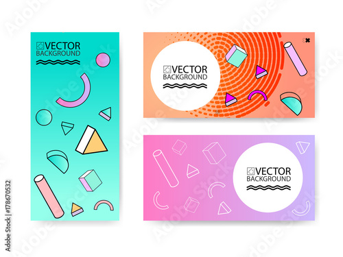 Geometric trendy illustration background  placard  hologram memphis geometric style flat and 3d design elements. Retro art for covers  banners  flyers and posters.