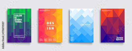 Colorful mosaic covers design. Minimal geometric pattern gradients. Eps10 vector.