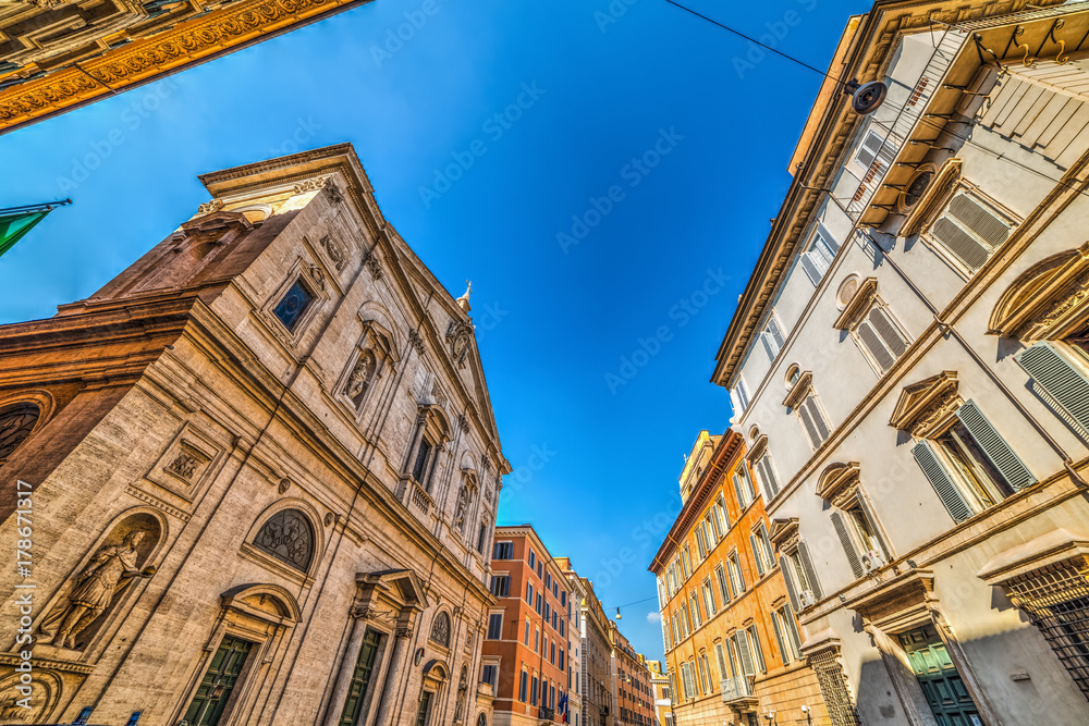 Elegant buildings in downtown Rome