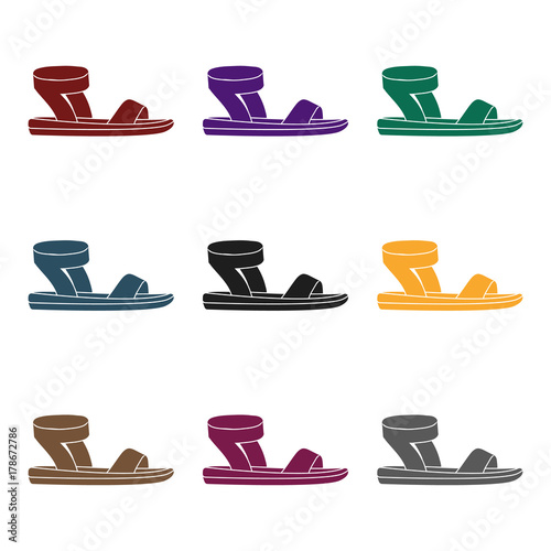 Woman sandals icon in  black style isolated on white background. Shoes symbol stock vector illustration.