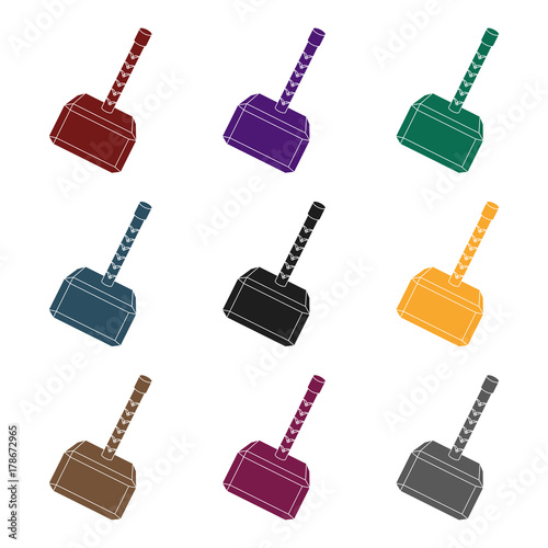 Viking battle hammer icon in black style isolated on white background. Vikings symbol stock vector illustration.