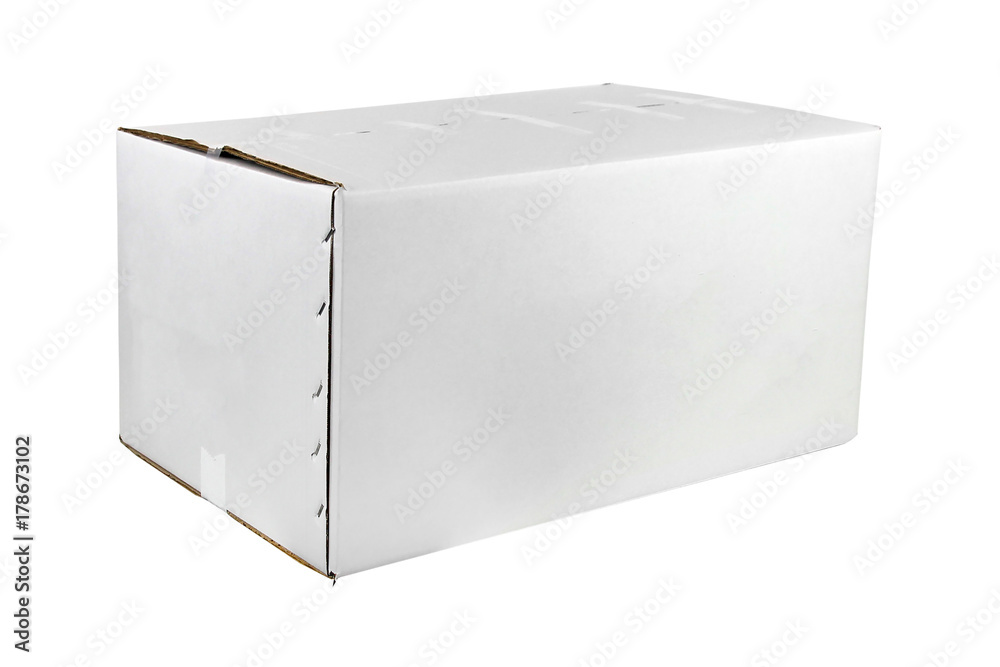 Caja blanca embalaje de cartón con fondo blanco Stock Photo | Adobe Stock