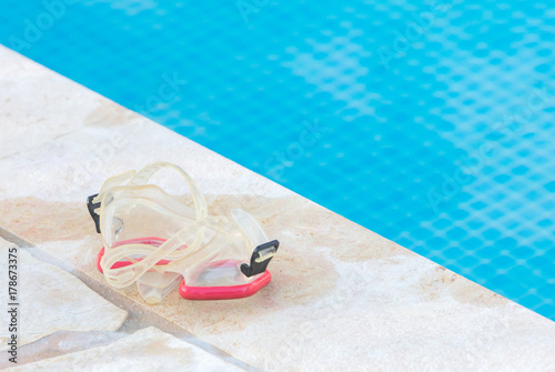 Snorkeling equipment at the side of the pool