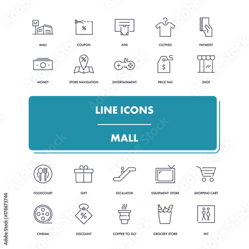 Line icons set. Mall
