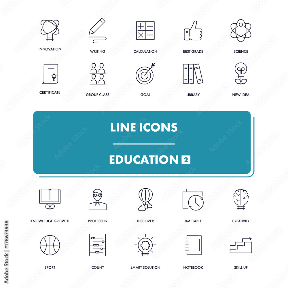 Line icons set. Education 2