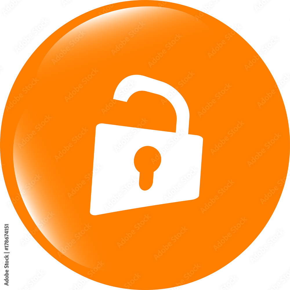 Padlock icon web sign. Rounded button . Trendy flat style sign isolated on white background Padlock icon web sign. Rounded button . Trendy flat style sign isolated on white background