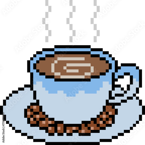 vector pixel art coffee cup