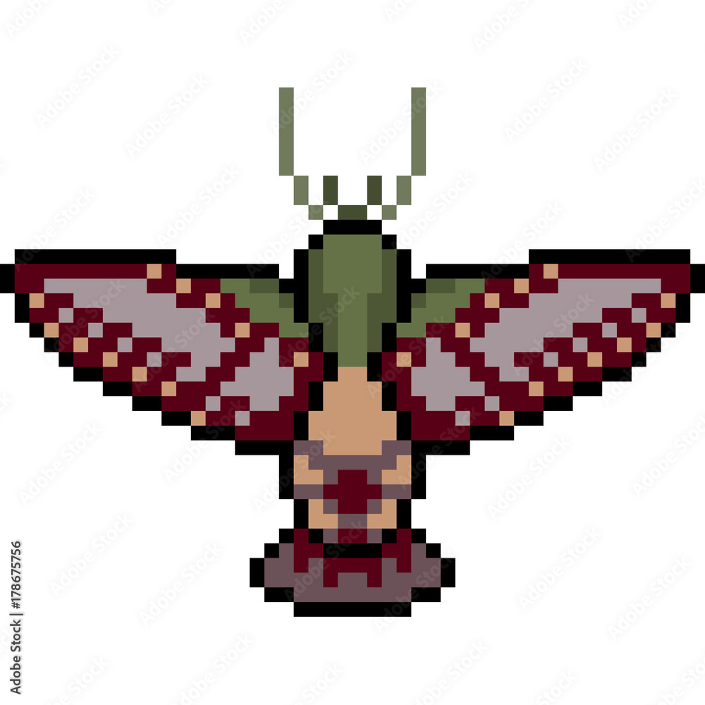 Obraz premium vector pixel art insect moth